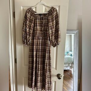 Madewell XXS Plaid Peasant Midi Dress